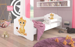 ADRK Ágy matraccal és korláttal CASIMO LION 140x70, Fehér - smartbutor