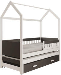 ADRK Jaspis házikó ágy matraccal, Fehér, Antracit - smartbutor - 255 633 Ft