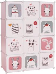 TEMPO KONDELA Gyerek moduláris szekrény, rózsaszín/gyerek minta, NURMI - mindigbutor