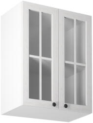 TEMPO KONDELA Kétajtós felsőszekrény üveggel G60S, fehér/sosna andersen, PROVANCE - smartbutor