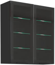 TEMPO KONDELA Felső szekrény, fekete, ARAKA/MENZO/SIBER 80 GS-90 2F