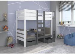 ADRK BART emeletes ágy 200x90, Fehér, Grafitszürke - mindigbutor