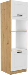 TEMPO KONDELA Magas szekrény sütőhöz és mikrohullámú sütőhöz, fehér/artisan tölgy, LULA 60 DPM-210 2F - smartbutor