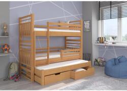 ADRK Háromszintes emeletes ágy matraccal HIPPO 200x90, Bükk - mindigbutor