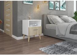 ADRK Éjjeliszekrény fiókkal LOGAN, Fehér, Sonoma - mindigbutor