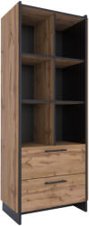 TEMPO KONDELA Nyitott polcos szekrény, wotan tölgy/fekete, AMONI 2S - smartbutor