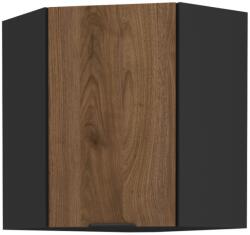 TEMPO KONDELA Felső sarokszekrény okapi dió/fekete, MENZO 60x60 GN-72 1F - mindigbutor