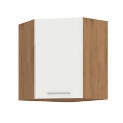 TEMPO KONDELA Felső sarokszekrény, lancelot tölgy / fehér extra magas fényű HG, VEGA 58x58 GN-72 1F - mindigbutor