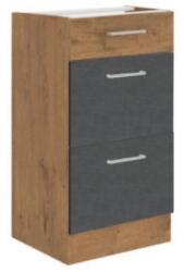 TEMPO KONDELA Alsószekrény, szürke matt/tölgy lancelot, VEGA 40 D 3S BB - mindigbutor