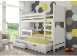ADRK Háromszemélyes emeletes ágy matracokkal LETICIA, Fehér - mindigbutor