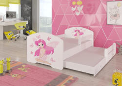 ADRK Kétszemélyes ágy korláttal és matracokkal PEPE II GIRL WITH WINGS 160x80, Fehér - smartbutor