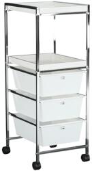 TEMPO KONDELA Kerekes polc, fehér/króm, CORFU - mindigbutor