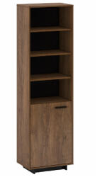 TEMPO KONDELA Vitrin/Polcállvány, bolzano tölgy/fekete, balos, DELIS R1