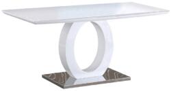 TEMPO KONDELA Étkezőasztal, fehér magas fény/acél, 150x80 cm, ZARNI - mindigbutor