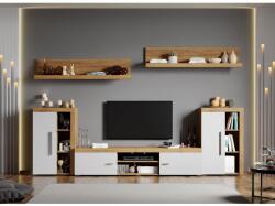 Mobiro Crispy-C07 mintával fehér nappali bútor szett, aranytölgy - mindigbutor