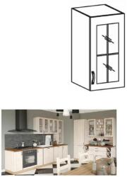 TEMPO KONDELA Felsőszekrény üveggel, fehér/északi sosna, jobbos, ROYAL G30S - mindigbutor