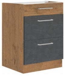 TEMPO KONDELA Alsószekrény, szürke matt/tölgy lancelot, VEGA 60 D 3S BB - smartbutor