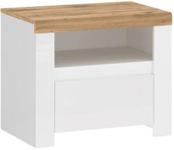TEMPO KONDELA Éjjeliszekrény 1S, fényes fehér/wotan tölgy, VILGO - smartbutor
