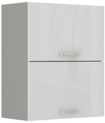 TEMPO KONDELA Felsőszekrény, fehér extra magasfényű/szürke, PRADO 60 GU-72 - smartbutor