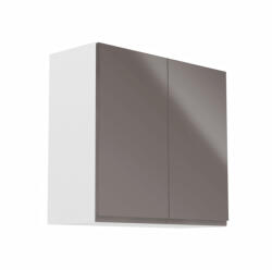 TEMPO KONDELA Felsőszekrény, fehér/szürke extra magasfényű, AURORA G80 - smartbutor