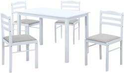 TEMPO KONDELA Étkezőgarnitúra 1+4, fehér/bézsesszürke, SOMIN - smartbutor