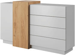 TEMPO KONDELA Komód 2D4S, fehér/tölgy craft arany, TRIO - smartbutor
