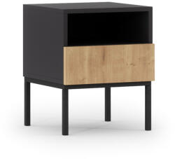 ELTAP Lanzzi 40 éjjeliszekrény fekete matt, kézműves tölgy éjjeli szekrény, fekete - smartbutor