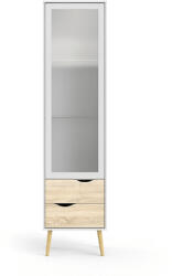 TEMPO KONDELA Vitrines szekrény, tölgy sonoma/fehér, OSLO 75461 - smartbutor