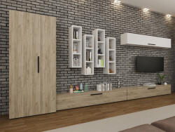 Mobiro Star Nappali Szekrénysor C07- Szürke tölgy és fehér színben