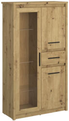 TEMPO KONDELA Alacsony vitrin 2D1W1S, artisan tölgy, AIRON - smartbutor