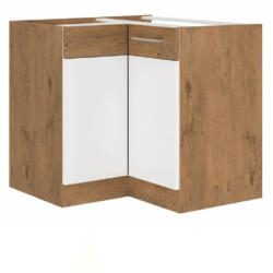 TEMPO KONDELA Alsó sarokszekrény, extra magasfényű Hg/lancelot tölgy, VEGA 90X90 DN 1F BB - smartbutor