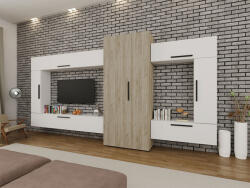 Mobiro Star Nappali Szekrénysor C9- Fehér és szürke tölgyfa színben - smartbutor