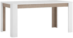 TEMPO KONDELA Széthúzható étkezőasztal, fehér extra magasfényű HG/sonoma tölgy sötét trufla, 160-200x90 cm, LYNATET TYP 75 - smartbutor