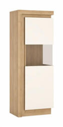 TEMPO KONDELA Vitrines szekrény LYOV01P, tölgy riviera/fehér extra magasfényű, LEONARDO - smartbutor