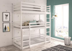 ADRK TEDRO háromszemélyes emeletes ágy 180x80, Fehér - smartbutor