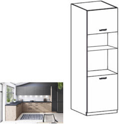 TEMPO KONDELA Magas sütő és mikrohullámú sütő szekrény, artisan tölgy, LANGEN D60PM - smartbutor