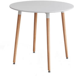 TEMPO KONDELA Étkezőasztal, fehér/bükk, átmérő 80 cm, ELCAN NEW - smartbutor