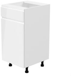 TEMPO KONDELA Alsószekrény, fehér/fehér extra magasfényű, balos, AURORA D40S1 - smartbutor
