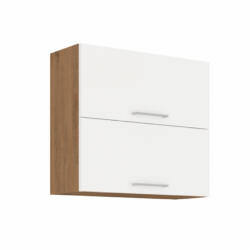 TEMPO KONDELA Felső szekrény, lancelot tölgy/ fehér extra magas fényű HG , VEGA 80 GU-72 2F - smartbutor