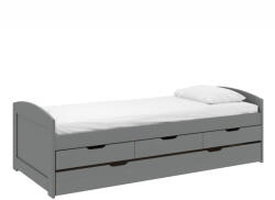 TEMPO KONDELA Ágy kihúzható pótággyal, szürke, tömörfa, 90x200, MARINELLA NEW - smartbutor
