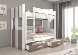 ADRK Ágy emeletes két személyes ARTA 180x80, Fehér, Trüffel - smartbutor