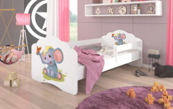 ADRK Ágy matraccal és korláttal CASIMO ELEPHANT 140x70, Fehér - smartbutor