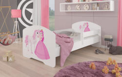 ADRK Ágy matraccal és korláttal PEPE PRINCESS AND HORSE 140x70, Fehér - smartbutor