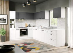 Mobiro Arthur fehér és szürke konyhabútor - 40 - 230/321, 6 cm - smartbutor