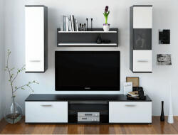 TEMPO KONDELA Nappali szekrénysor, fekete/fehér, WAW NEW - smartbutor