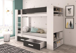 ADRK Két személyes emeletes ágy matracokkal GARET 200x90, Fehér, Antarktisz - smartbutor