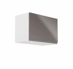 TEMPO KONDELA Felsőszekrény, fehér/szürke extra magasfényű, AURORA G50K - smartbutor