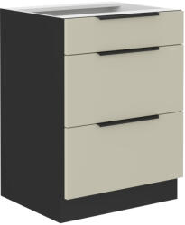 TEMPO KONDELA Alsó szekrény, cashmere/fekete, ARAKA 60 D 3S BB - smartbutor