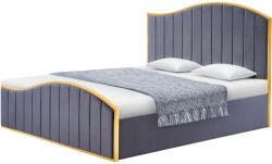 TEMPO KONDELA Ágy ráccsal, 160x200, sötétszürke Velvet szövet/gold arany króm, GEORGIA - smartbutor