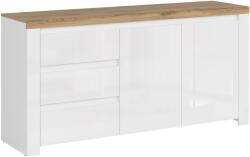 TEMPO KONDELA Komód 2D3S, fényes fehér/wotan tölgy, VILGO - smartbutor